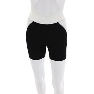 Year Of Ours Womens High Rise Ribbed Knit Biker Shorts Black White Size XS
